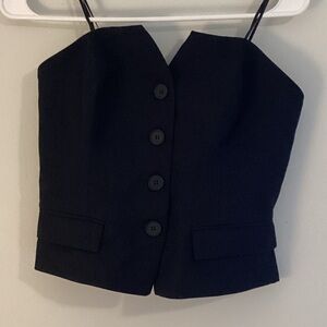 Sincerely Jules Black Button-Front Crop Top